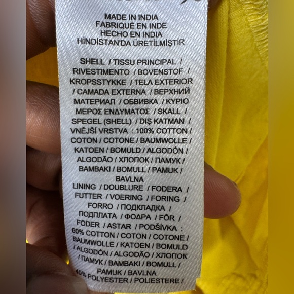 Ralph Lauren Yellow Puff Sleeve V-Neck Dress Sz M - Picture 10 of 14